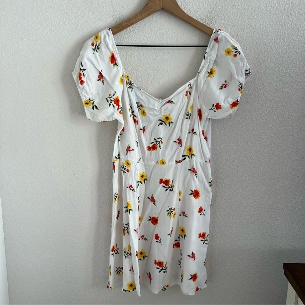 Forever 21 Floral on White Boho Romantic Dress Off Shoulder Large